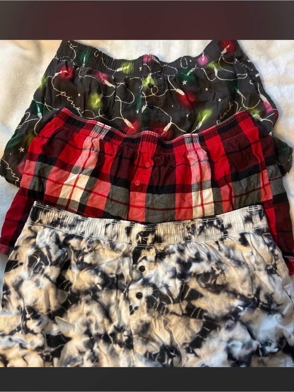 Victoria's Secret Cotton Lounge Shorts Trio - Black, Red & White